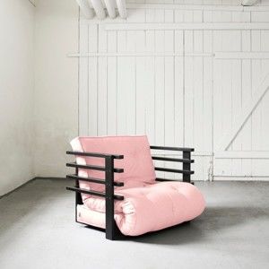 Fotel rozkładany Karup Funk Black/Pink Peonie