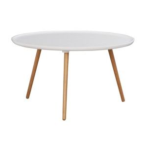 Biały stolik z drewna dębowego Folke Dellingr, ⌀ 80 cm