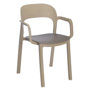 Zestaw 4 piaskowobrązowych krzeseł z brązowym siedziskiem i podłokietnikami Resol Ona
