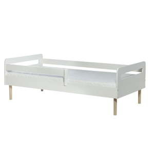 Białe łóżko dziecięce z oparciem bocznym Manis-h Dike, 90x160 cm