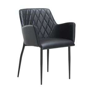 Czarne krzesło ze skóry ekologicznej z podłokietnikami DAN–FORM Denmark Rombo Faux