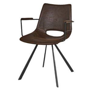Brązowe krzesło z czarnymi nogami i podłokietnikami Canett Coronas