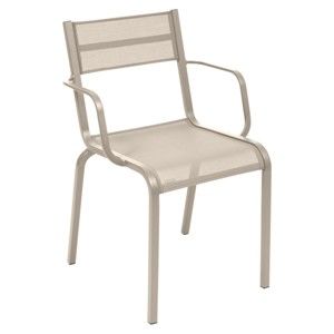 Komplet 2 beżowych metalowych krzeseł ogrodowych Fermob Oléron Arms