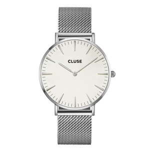Zegarek damski ze stali nierdzewnej w kolorze srebra z białym cyferblatem Cluse La Bohéme