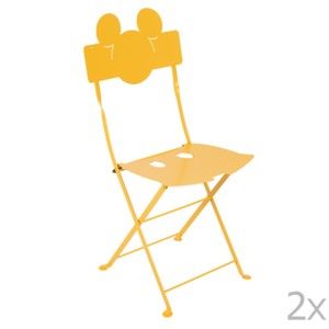 Komplet 2 żółtych metalowych krzeseł ogrodowych Fermob Bistro Mickey