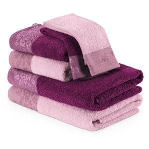 Zestaw 6 różowych ręczników AmeliaHome