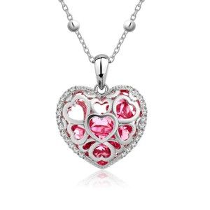 Naszyjnik z różowymi kryształami Swarovski Elements Crystals Heart