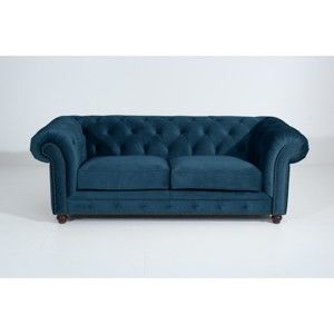 Niebieska sofa trzyosobowa Max Winzer Orleans Velvet