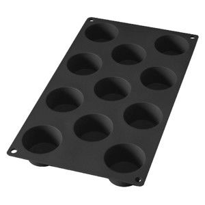 Czarna silikonowa forma na 11 małych muffinów Lékué