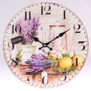 Drewniany zegar wiszący Dakls Levander, ⌀ 34 cm