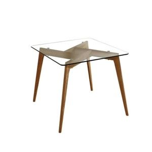 Kwadratowy stół do jadalni z brązowymi nogami Marckeric Janis, 90x90 cm