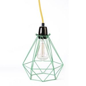 Miętowa lampa wisząca z żółtym kablem Filament Style Diamond #1