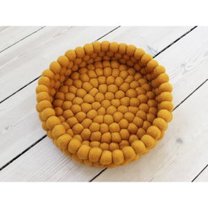 Musztardowożółty wełniany koszyk kulkowy Wooldot Ball Basket, ⌀ 28 cm