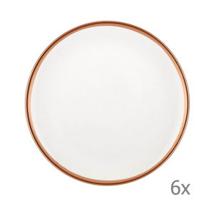 Zestaw 6 białych porcelanowych talerzy deserowych Mia Halos Bronze, ⌀ 19 cm