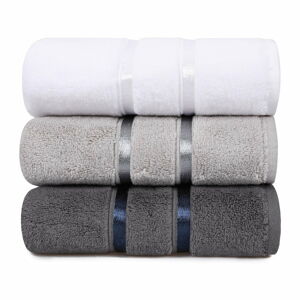 Zestaw 3 szarych bawełnianych ręczników Hobby Dolce, 50x90 cm