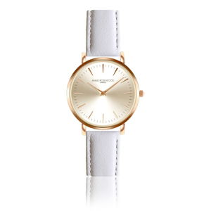 Zegarek z białym skórzanym paskiem Annie Rosewood Elisabeth