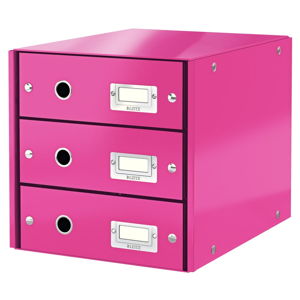 Różowy pojemnik z 3 szufladami Leitz Office, 36x29x28 cm