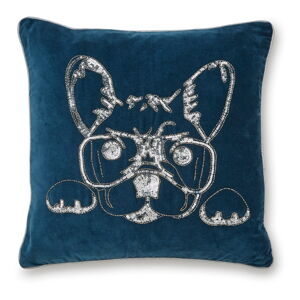 Niebieska bawełniana poduszka dekoracyjna Cooksmart ® French Bulldog, 50x50 cm