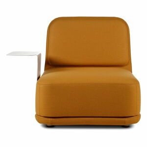 Pomarańczowy fotel z białym metalowym stolikiem Softline Standby Medium + Side Table