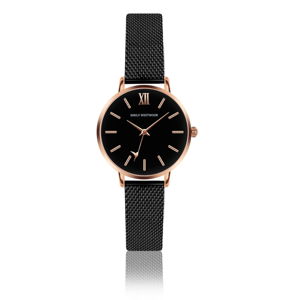 Czarny damski zegarek z paskiem ze stali nierdzewnej Emily Westwood Estrella
