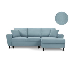 Kooko Home Jazz jasnoniebieska sofa narożna sztruksowa, narożnik prawy