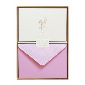 Zestaw 10 kart okolicznościowych Portico Designs Flamingo