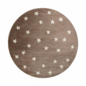 Brązowy okrągły z motywem gwiazdek KICOTI Stars, 80x80 cm
