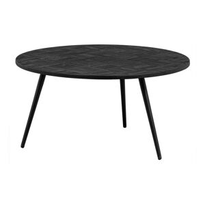 Czarny okrągły stolik z litego drewna tekowego ø 74 cm Leo – WOOOD