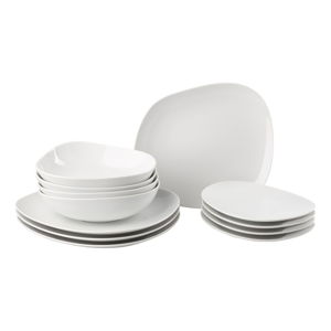 12-częściowy zestaw białych porcelanowych talerzy Villeroy & Boch Like Organic