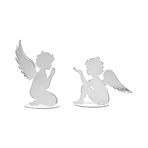 Komplet 2 białych aniołków dekoracyjnych z metalu Ego Dekor, wys. 17 cm