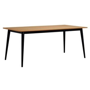Stół z blatem z dekorem drewna dębowego i czarnymi nogami Folke Pan, 180 x 90 cm
