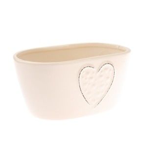 Kremowa doniczka ceramiczna Dakls Heart, wys. 11,2 cm