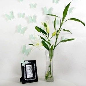 Zestaw 12 zielonych naklejek 3D Ambiance Mint Butterflies