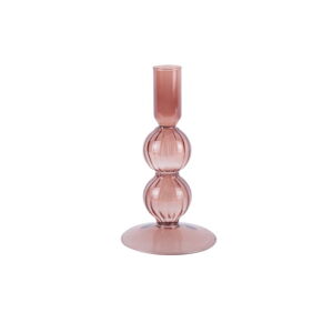 Różowy szklany świecznik PT LIVING Swirl Bubbles