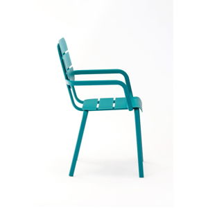 Zestaw 4 niebieskich krzeseł ogrodowych z podłokietnikami Ezeis Alicante