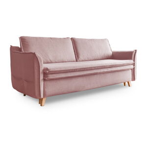 Jasnoróżowa rozkładana sofa 225 cm – Miuform