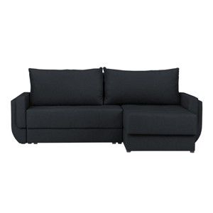 Czarna rozkładana sofa z szezlongiem po lewej stronie Kooke Home Tango