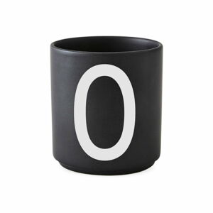 Czarny porcelanowy kubek Design Letters Alphabet O, 250 ml