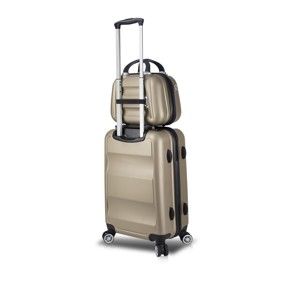 Zestaw złotej walizki na kółkach z USB i kuferka podróżnego My Valice LASSO MU & Cabin