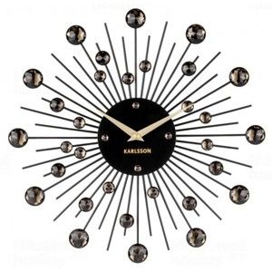 Zegar ścienny z czarnego kryształu Karlsson Sunburst
