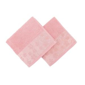 Zestaw 2 różowych ręczników z bawełny Marianis, 50x90 cm