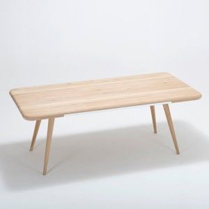 Stół z konstrukcją z litego drewna dębowego z szufladą Gazzda Ena, 200x100 cm
