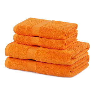 Pomarańczowe bawełniane ręczniki zestaw 4 szt. frotte Marina – DecoKing