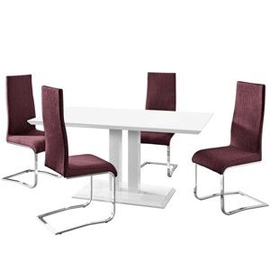 Zestaw stołu i 4 fioletowych krzeseł Støraa Mai