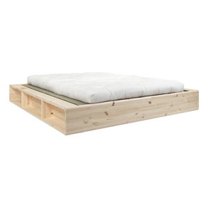 Łóżko dwuosobowe z litego drewna z futonem Double Latex i tatami Karup Design, 160x200 cm