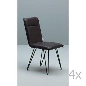 Zestaw 4 czarnych krzeseł z czarną konstrukcją Design Twist Elice