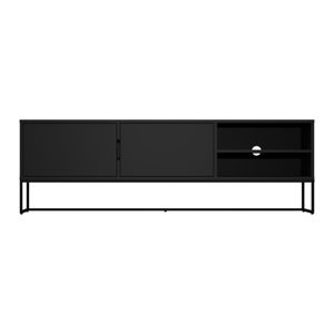 Czarna szafka pod TV z metalowymi nogami Tenzo Lipp, szer. 176 cm