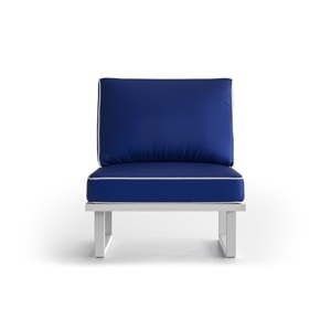Niebieski fotel ogrodowy z białą lamówką Marie Claire Home Angie