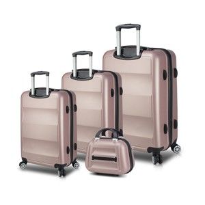 Zestaw 3 różowych walizek na kółkach z USB i walizki podręcznej My Valice LASSO Travel Set