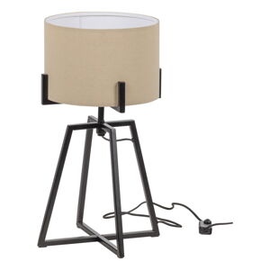 Beżowa lampa stołowa z tekstylnym kloszem (wysokość 60 cm) Holly – WOOOD
